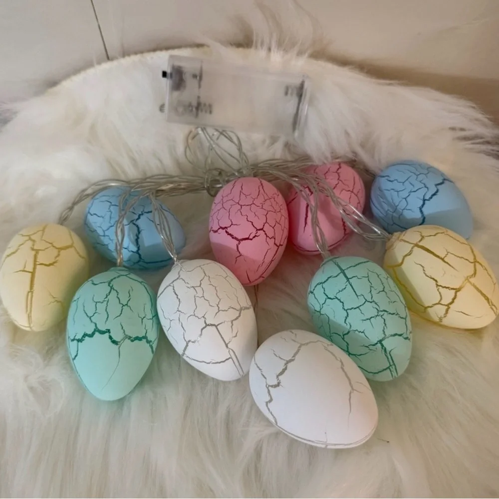 Colorful Easter Crackle Eggs Shaped String Lights LED Lights Decoration Egg Hunt